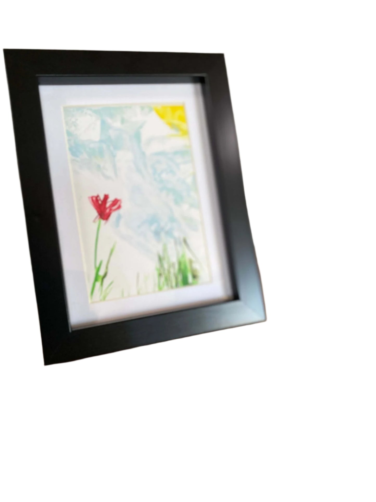 Original Encaustic Artwork Red Flower (Portrait A6) - Davies a'i Gwmni Cyf