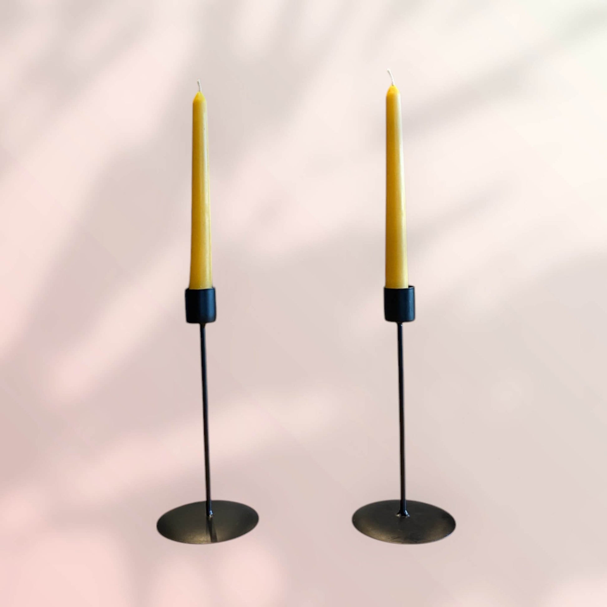 Pair of Taper Beeswax Dinner Candles - Davies a'i Gwmni Cyf